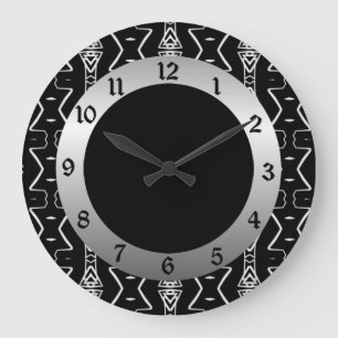 Black & White Geometric Triangles Wall Clock 2