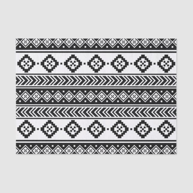 Black White Geometric Tribal Pattern Aztec Boho Tissue Paper (Front)