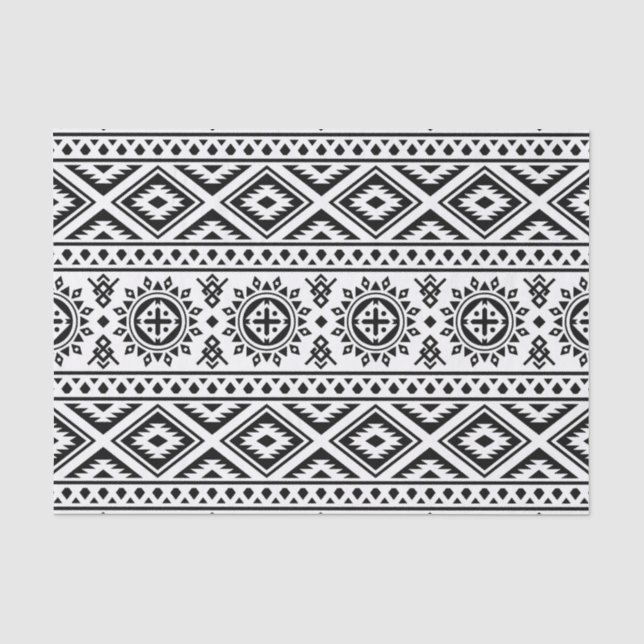 Black White Geometric Tribal Pattern Aztec Boho Tissue Paper (Front)