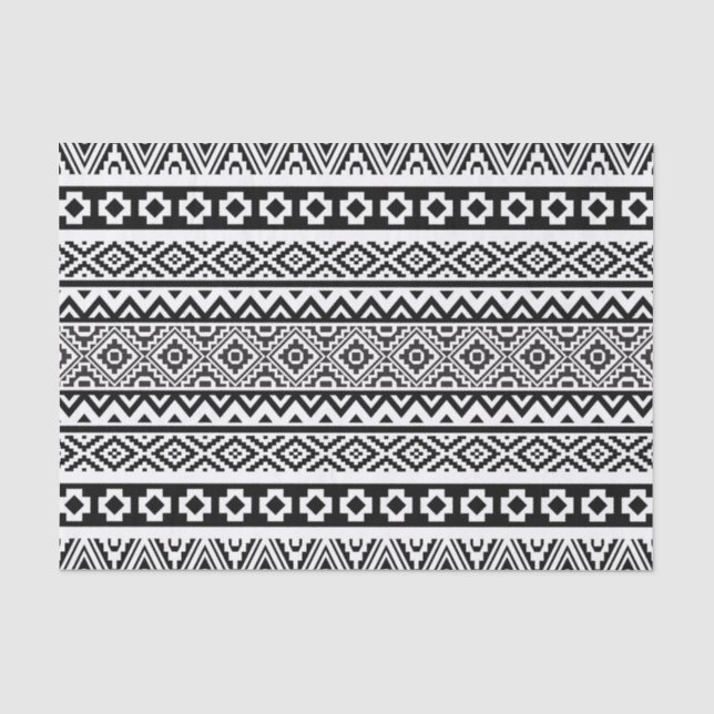 Black White Geometric Tribal Pattern Aztec Boho Tissue Paper (Front)