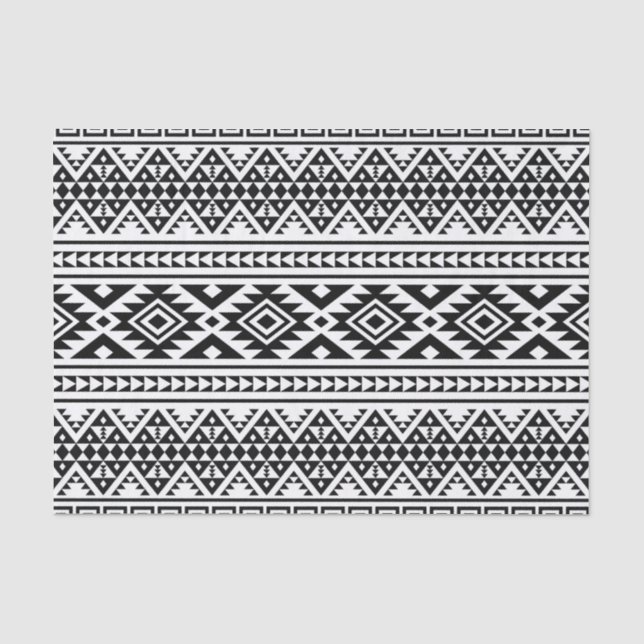 Black White Geometric Tribal Pattern Aztec Boho Tissue Paper (Front)