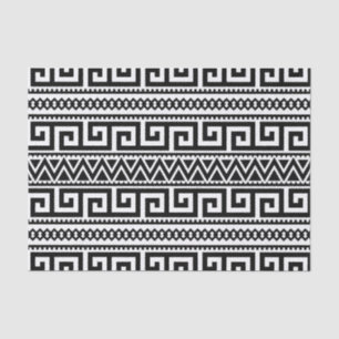 Black White Geometric Tribal Pattern Aztec Boho Tissue Paper