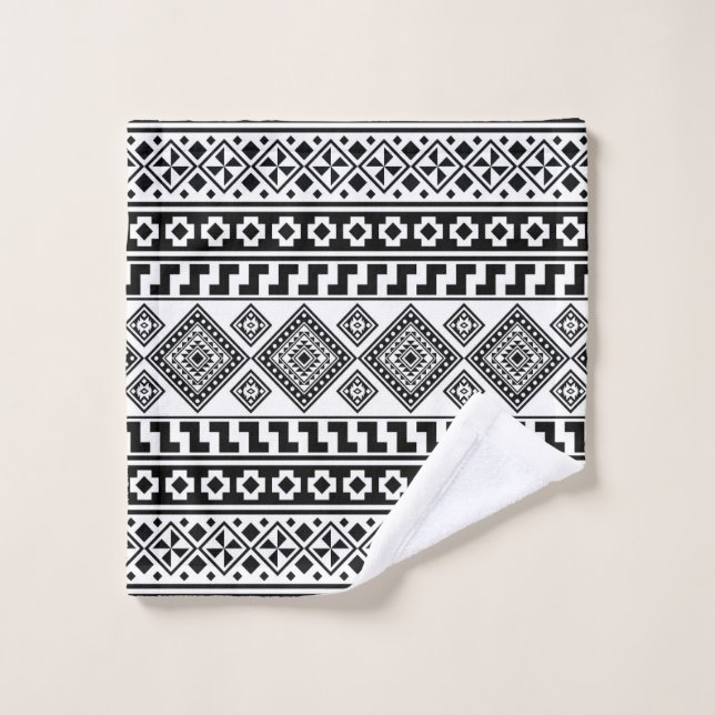 Black White Geometric Tribal Pattern Aztec Boho Wash Cloth (Wash Cloth)