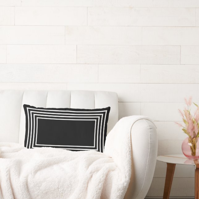Black & White Geometrical  Lumbar Pillow (Couch)
