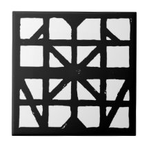 Black & White German Half-Timbered House Pattern