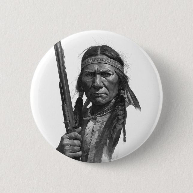 Black & White Geronimo 2 Inch Round Button (Front)