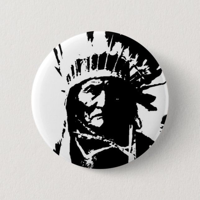 Black & White Geronimo 2 Inch Round Button (Front)