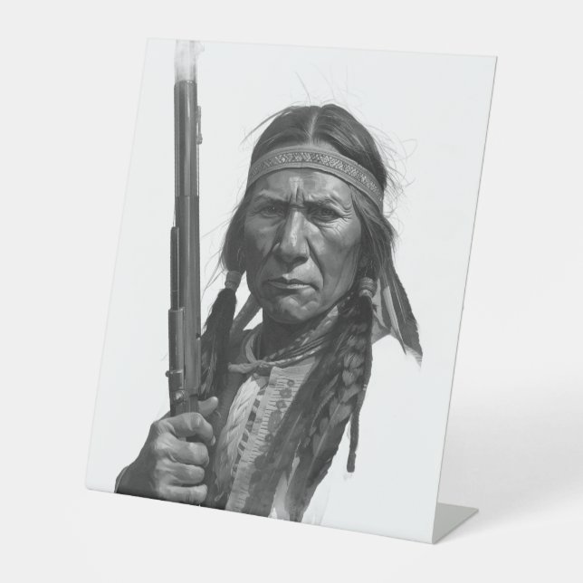 Black & White Geronimo Pedestal Sign (Front)