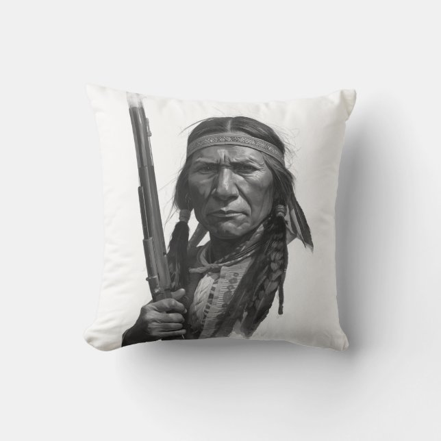 Black & White Geronimo Throw Pillow (Front)