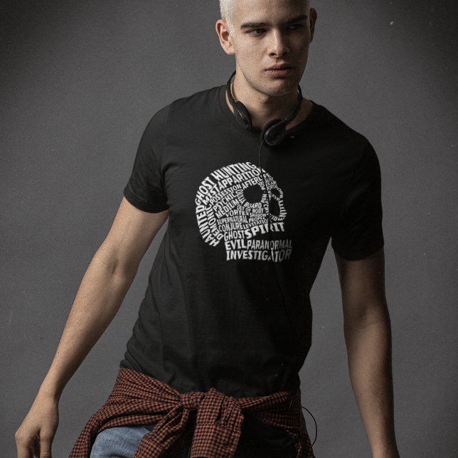 Black & White Ghost Hunting Paranormal Skull Mens T-Shirt (Creator Uploaded)