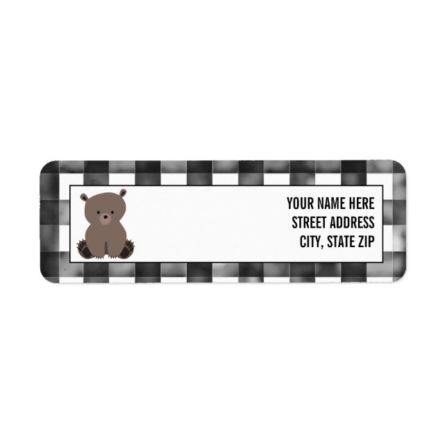 Black + White Gingham Bear Baby Shower (Front)