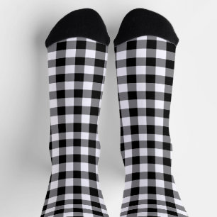 Black White Gingham Check Pattern Socks