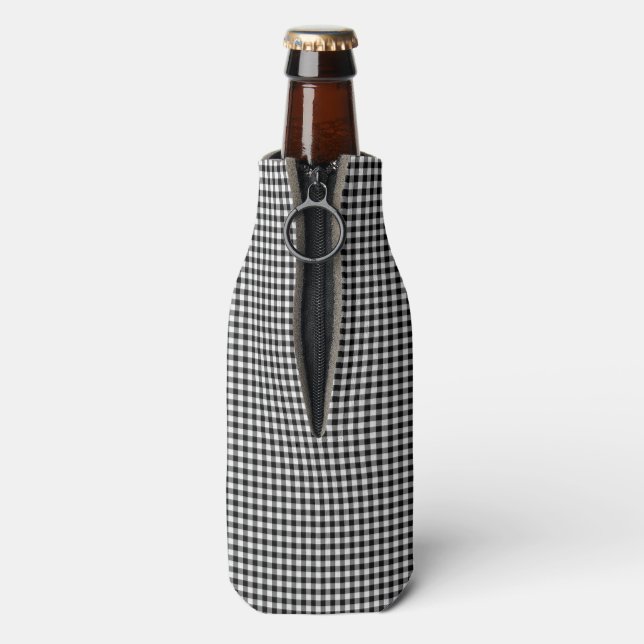Black-White Gingham-INSULATED BOTTLE COOLER (Bottle Back)