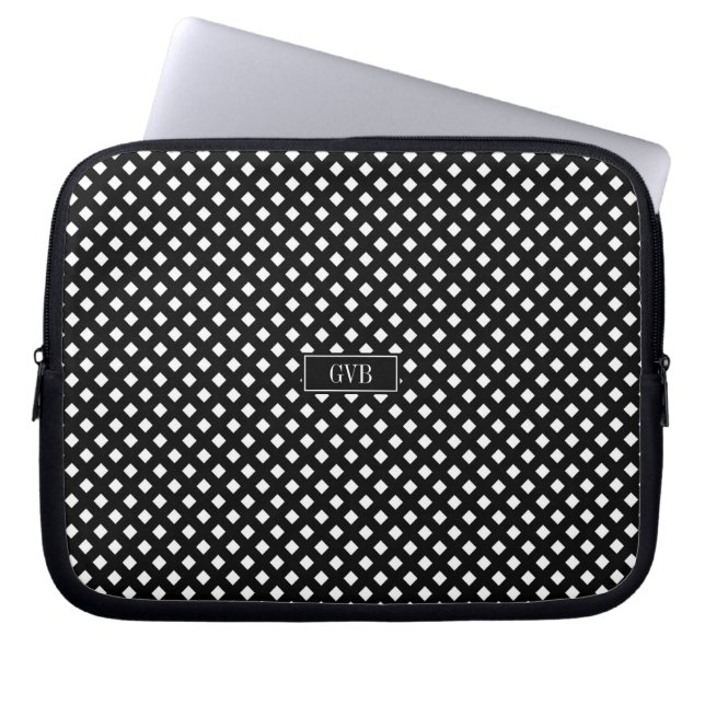 Black White Gingham Laptop Case for Him (Front)