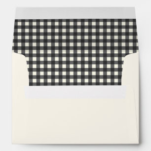 Black White Gingham Lined Plaid Return Address Envelope