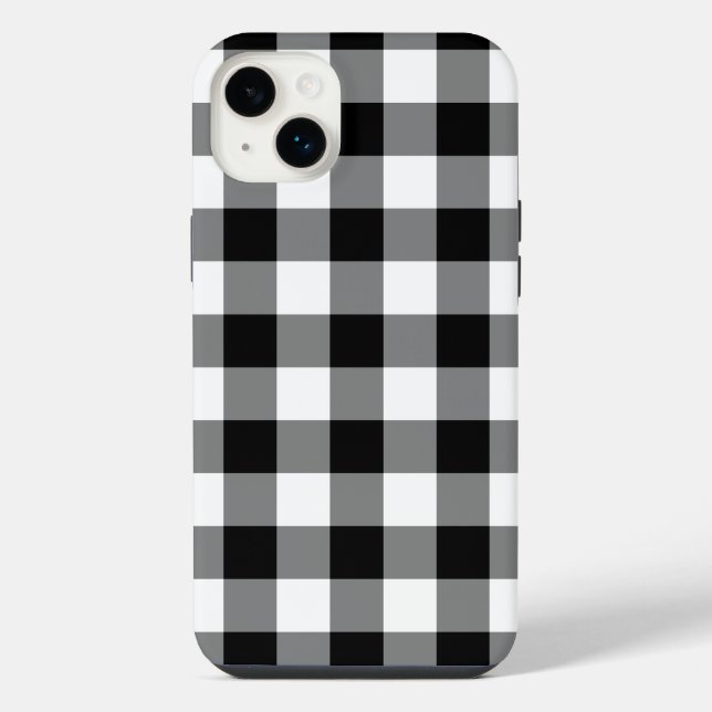 Black & White Gingham Pattern iPhone Case (Back)