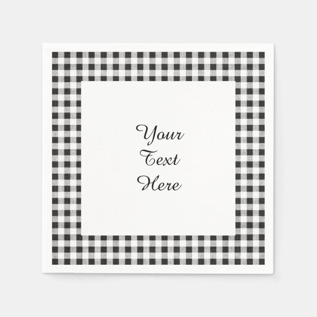 Black White Gingham Pattern Napkin (Front)