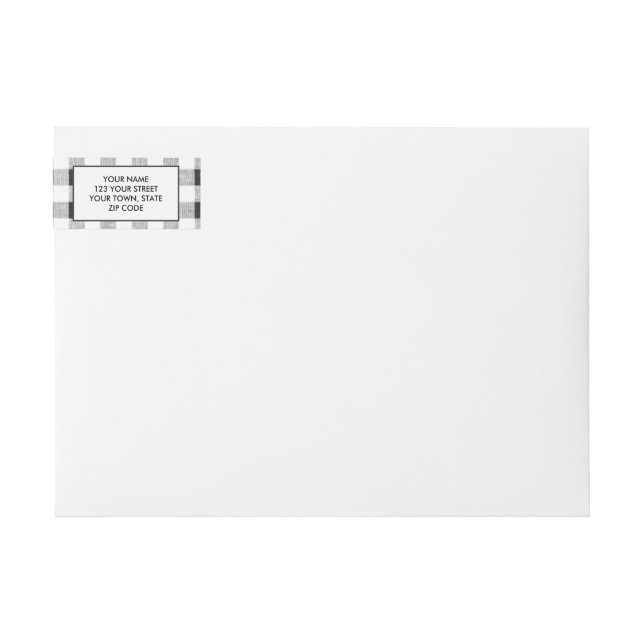 Black White Gingham Pattern Wrap Around Label (Front)