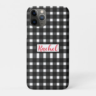 Black White Gingham Personalized  iPhone 11 Pro Case