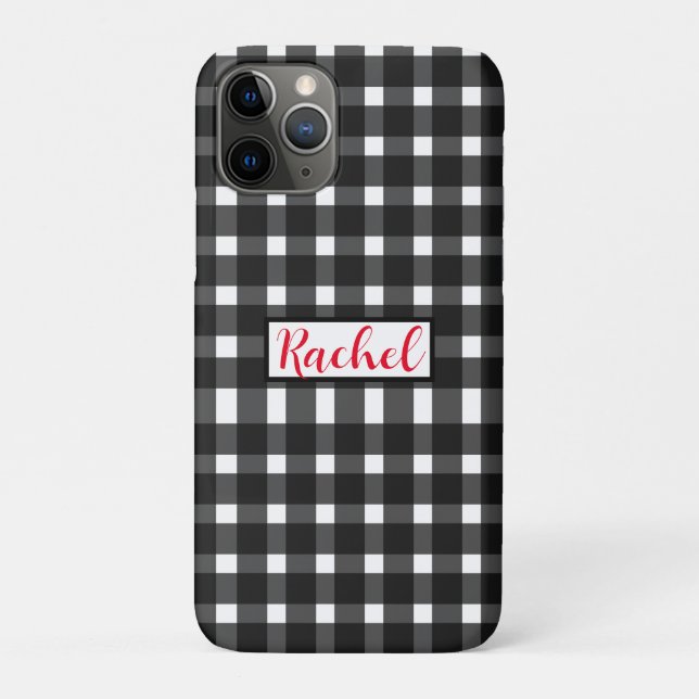 Black White Gingham Personalized  Case-Mate iPhone Case (Back)