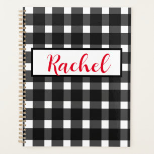 Black White Gingham Personalized Planner