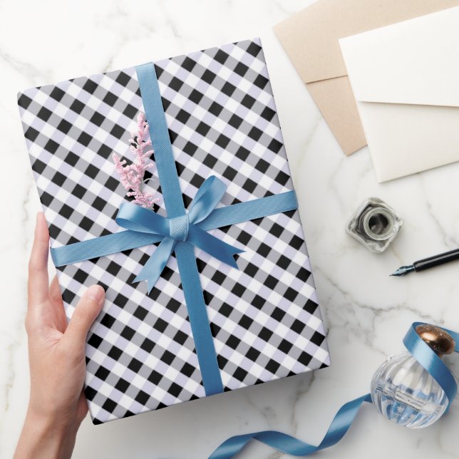Black White Gingham. Wrapping Paper (Gifting)