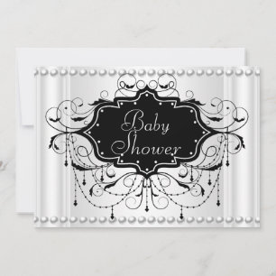 Black White Girl or Boy Baby Shower Baby Invitation