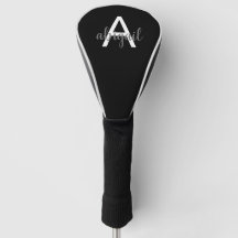Black White Girly Golf Club Modern Monogram Name