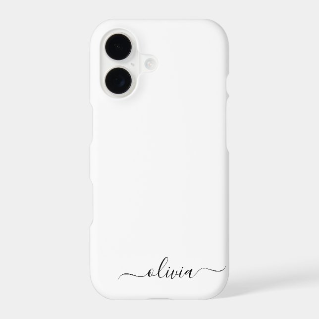 Black White Girly Script Monogram Name Modern (Back)