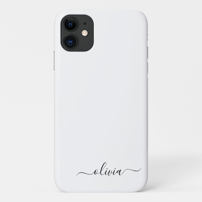 Black White Girly Script Monogram Name Modern Case-Mate iPhone Case (Back)