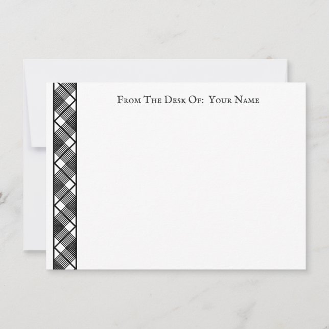 Black White Glen Plaid Pattern Editable 4.5x6.25"  Card (Front)