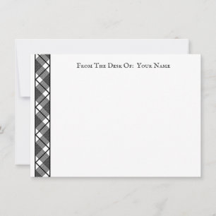 Black White Glen Plaid Pattern Editable 4.5x6.25"  Card