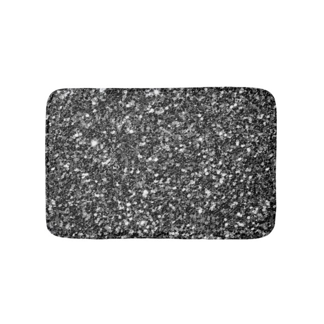 Black & White Glitter Bath Mat (Front)