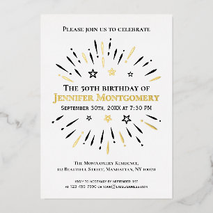 Black White Gold 50th Birthday Party Fireworks