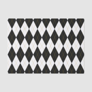 Black   White   Gold Argyle Pattern Tissue Paper