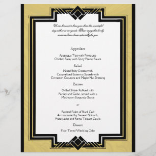 Black White Gold Art Deco Frame Wedding Menu