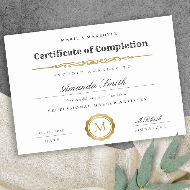 Black White Gold Certificate of Completion Award (Creator Uploaded)