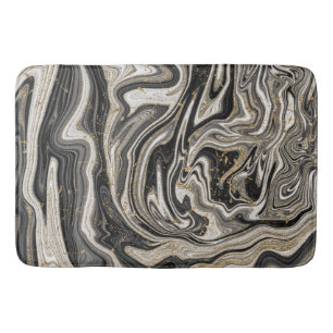 Black White & Gold Chic Swirl Modern Abstract Bath Mat