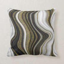 Black White & Gold Chic Swirl Modern Abstract   Th