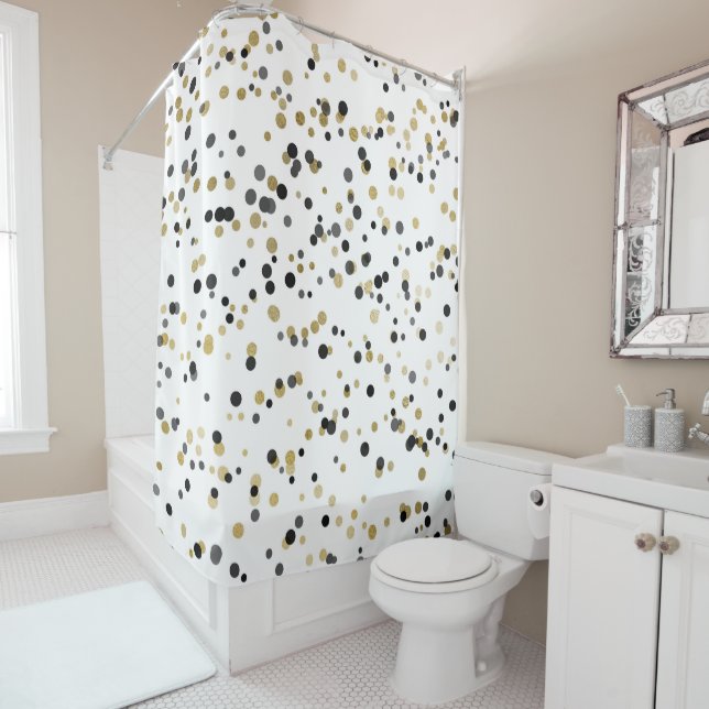 Black White Gold Confetti  Dots  Minimal Chic Glam (In Situ)