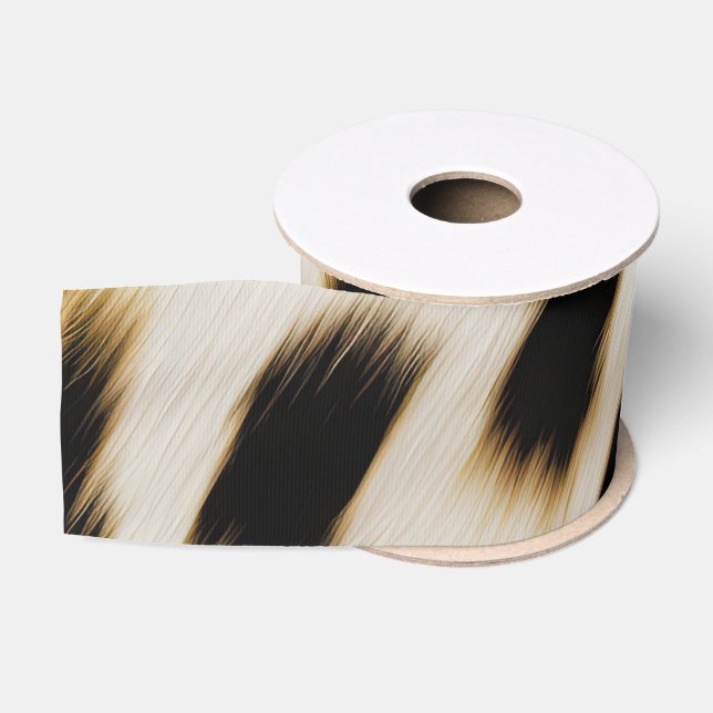 Black White Gold Cowgirl Cowhide Grosgrain Ribbon (Spool)