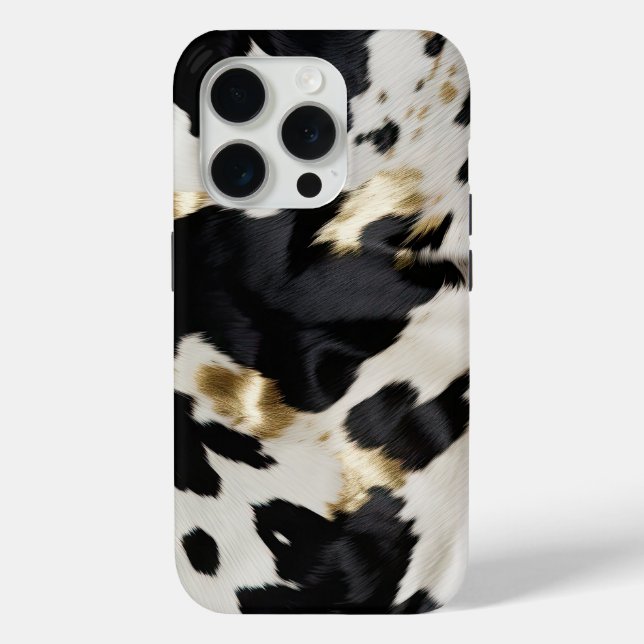 Black White Gold Cowhide Case-Mate iPhone Case (Back)