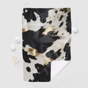 Black White Gold Cowhide Golf Towel