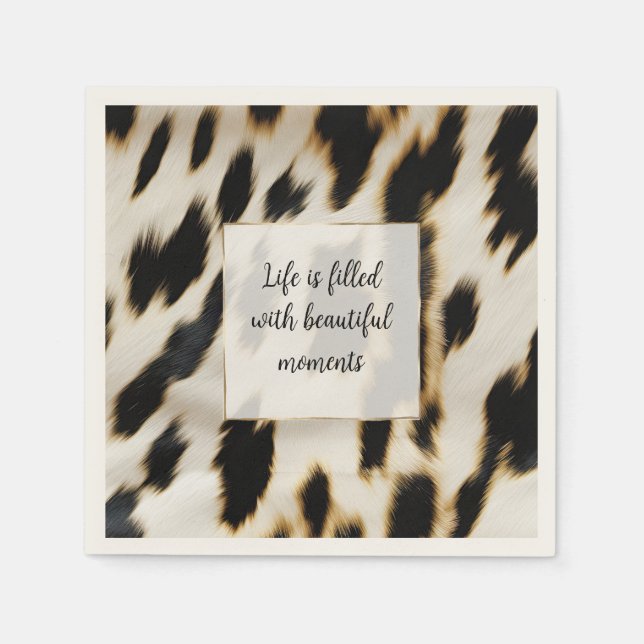 Black White Gold Cowhide Napkin (Front)