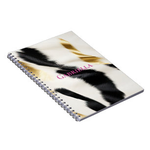 Black White Gold Cowhide Notebook