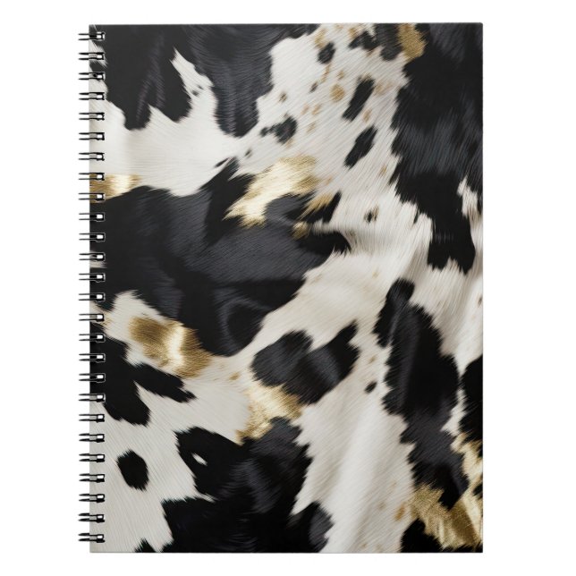 Black White Gold Cowhide Notebook (Front)