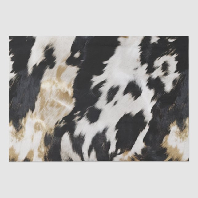 Black White Gold Cowhide Tissue Paper (Front)