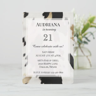 Black White Gold Cowhide Western Birthday Invitation
