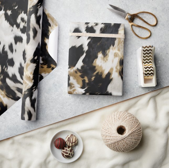 Black White Gold Cowhide Wrapping Paper (Crafts)