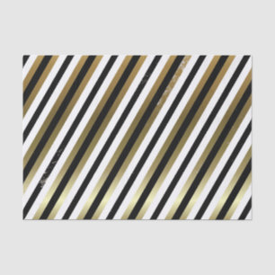 Black, White, Gold Diagonal Stripe Tissue Paper